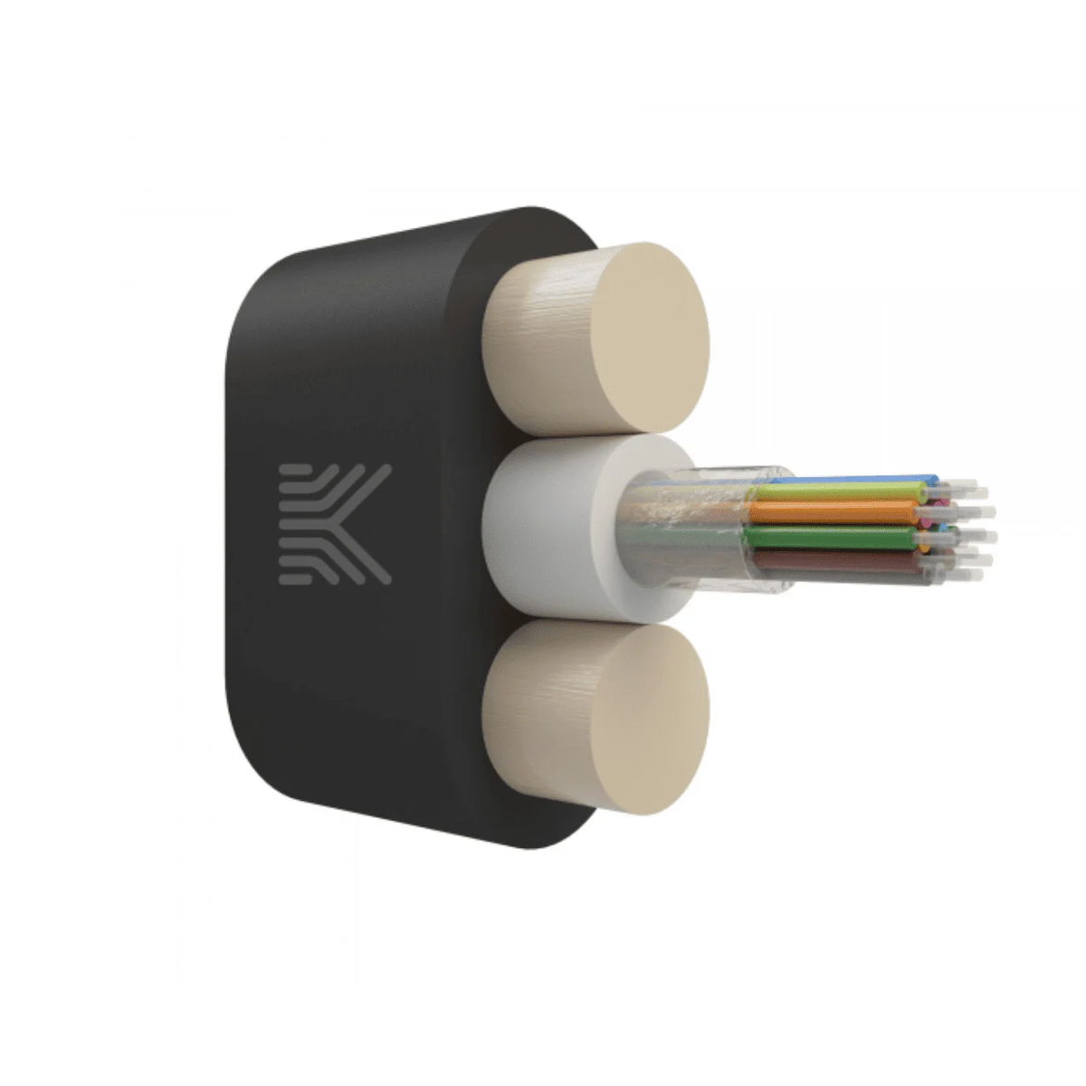 Плоский дроп-кабель 16 волокон G.657.A1, усиленный стеклопрутками, 3 кН